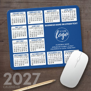 2023 Calendar with logo, Contact Information Blue Mouse Pad