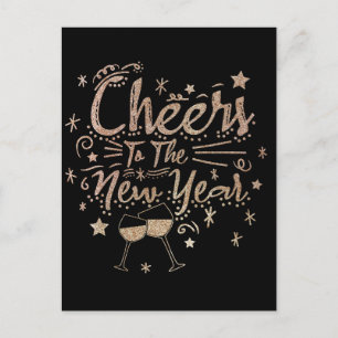 2023 Cheers To The New Year Glittery Texture Text Postcard