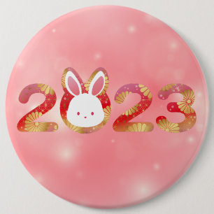 2023, Chinese New Year, Rabbit 6 Cm Round Badge
