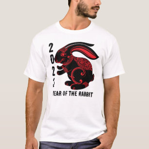 2023 Chinese Year of the Rabbit, black red T-Shirt