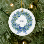 2023 Christmas Ginger Jar  Ceramic Tree Decoration<br><div class="desc">Original Art by Dawne

My blue and white ginger jars made into a wreath for Christmas 2021.</div>