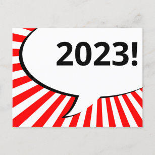 2023 comic bubble postcard