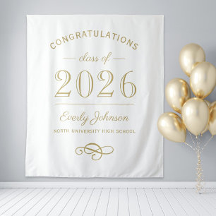 2023 Elegant Gold Custom Graduation Tapestry