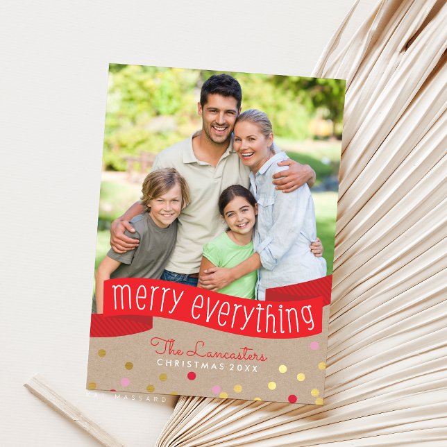 2023 FAMILY PHOTO cute confetti merry everything Holiday Card (Creator Uploaded)