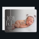 2023 FAMILY PHOTO elegant type modern black fade Holiday Card<br><div class="desc">by kat massard >>> WWW.SIMPLYSWEETPAPERIE.COM <<< An elegant card design featuring the quote "JOYFUL" with combined elegant script type with serif typography,  and plain colour on the backside,  giving you the opportunity to handwrite a personal message. With trendy edged square shaped photo on the front for your favourite photo!</div>