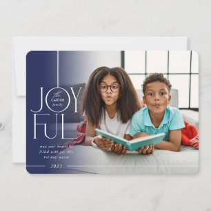 2023 FAMILY PHOTO elegant type modern navy fade Holiday Card