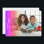 2023 FAMILY PHOTO elegant type modern rainbow fade Holiday Card<br><div class="desc">by kat massard >>> WWW.SIMPLYSWEETPAPERIE.COM <<< An elegant card design featuring the quote "JOYFUL" with combined elegant script type with serif typography,  and plain colour on the backside,  giving you the opportunity to handwrite a personal message. With trendy edged square shaped photo on the front for your favourite photo!</div>