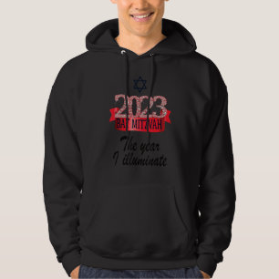 2023 Festive Black Red Decor Bat Mitzvah Quote Hoodie