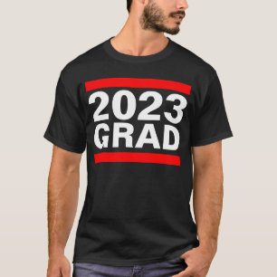 2023 Grad Black Red White Cool Block Graduation T-Shirt