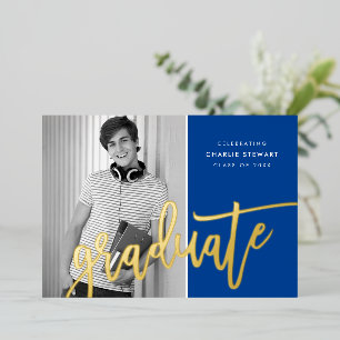 2023 GRAD photo modern calligraphy royal blue gold