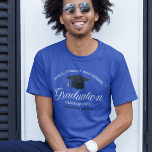 2023 Graduation Custom High School Senior Blue T-Shirt
