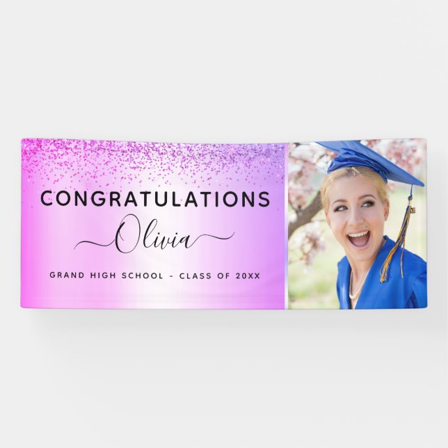 2023 Graduation Glitter Purple Banner (Horizontal)