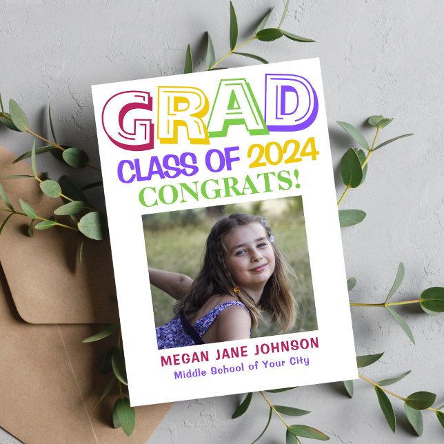 2023 graduation middle school colorful photo announcement (Creator Uploaded)