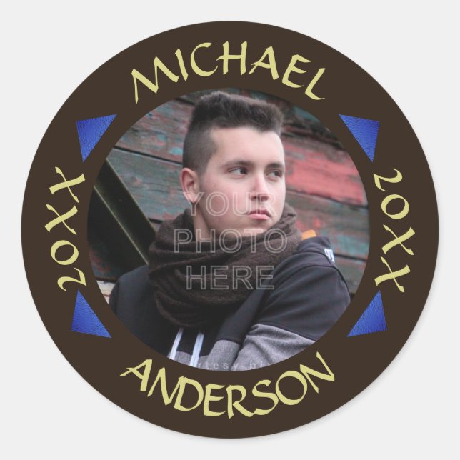 2023 Graduation Party Photo Personalised Modern Classic Round Sticker (Front)
