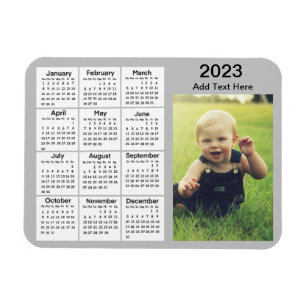2023 Grey Mini Photo Calendar    Magnet