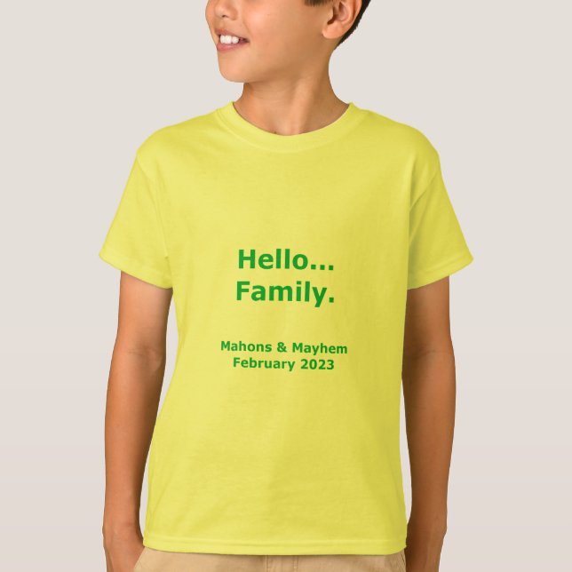 2023 Hello Family Customisable Kid Shirt (Front)