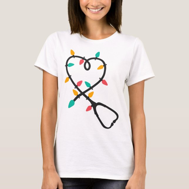 2023 Holiday Stethoscope and Christmas Lights T-Shirt (Front)