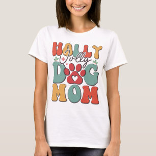 2023 Holly Jolly Dog Mum Festive Design T-Shirt