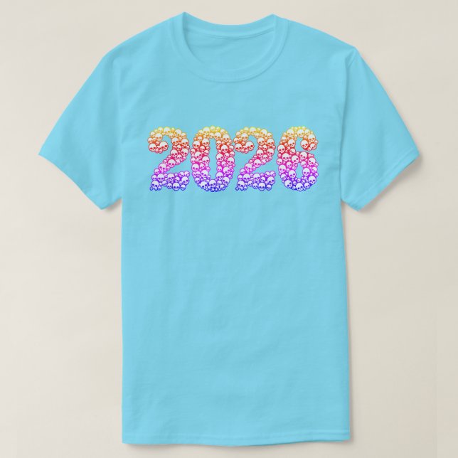 2023 in Colourful Skulls T-Shirt (Design Front)