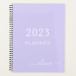 2023 Lavender Purple Script Monogram Name Modern Planner<br><div class="desc">2023 Lavender Purple Monogram Add Your Own Script Name 2022 Calendar Wedding Event Planner. This makes the perfect sweet 16 birthday,  wedding,  bridal shower,  anniversary,  baby shower or bachelorette party gift for someone that loves glam luxury and chic styles.</div>