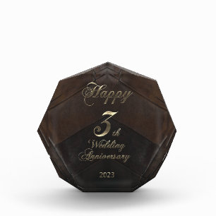 2023 Leather Wedding Happy 3th Anniversary Photo Block
