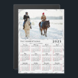 2023 Magnetic Photo Calendar Grey White Red Marble<br><div class="desc">Create a unique 2023 photo calendar magnet for a refrigerator by uploading a personal picture and typing your family name or another text. Saturdays and Sundays are in red and months are in script font on this design. It's a practical gift idea for Thanksgiving Day, Christmas, New Year and other...</div>