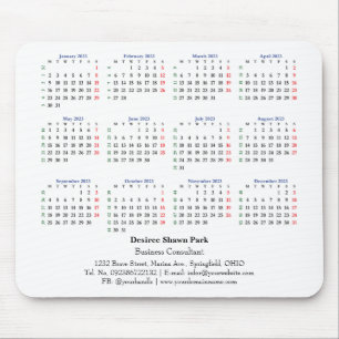 2023 Mini Calendar Monday ISO Week White Mouse Pad