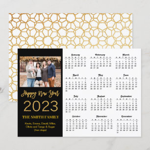 2023 Modern Gold Glitter Script Photo Calendar Holiday Card