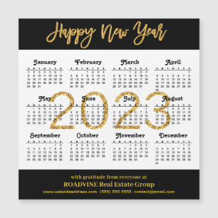 2023 Modern Gold Script Business Calendar Magnet