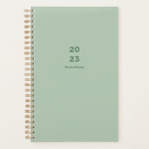 2023 modern minimalist weekly monthly name green   planner