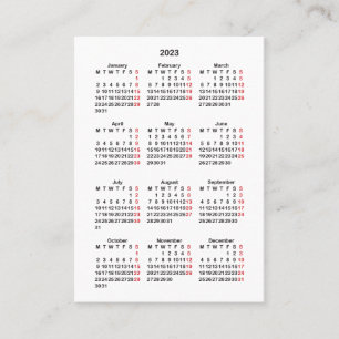 2023 Monday Start Mini-Calendar Business Card