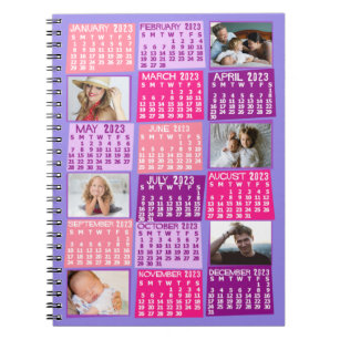 2023 Monthly Calendar Cute Mod 6 Photo Collage Notebook
