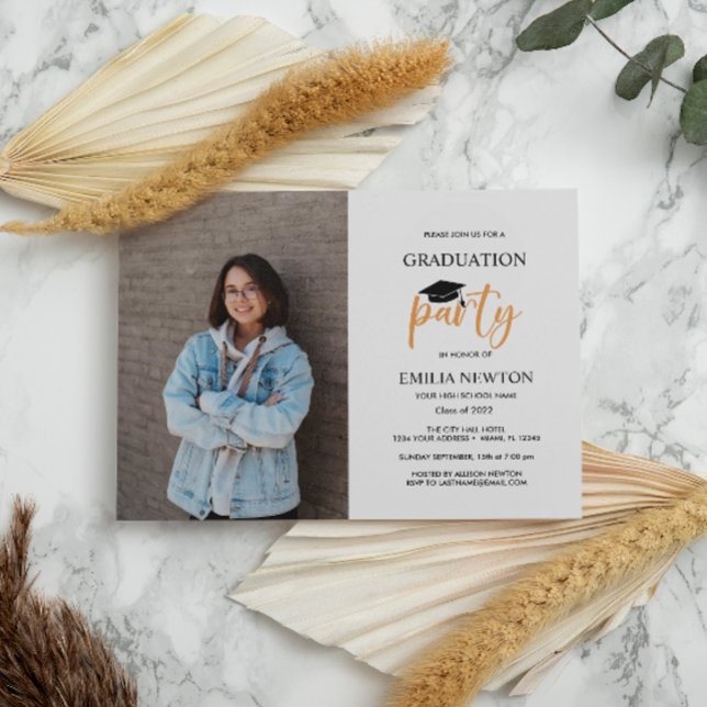  2023 Mustard white Photo Graduation Party  Invitation (Creator Uploaded)