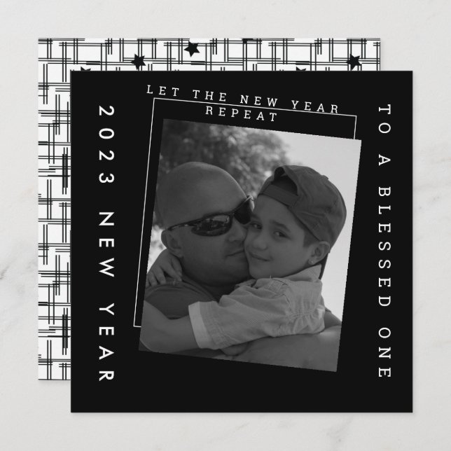 2023 New Years Black and White Photo Card (Front/Back)