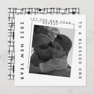 2023 New Years Black White Photo Card
