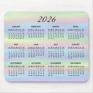 2023 Pastel Rainbow Holographic Calendar Mouse Pad