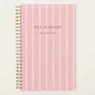 2023 Pink With Gold Dots Weekly Monthly Non Dated  Planner
