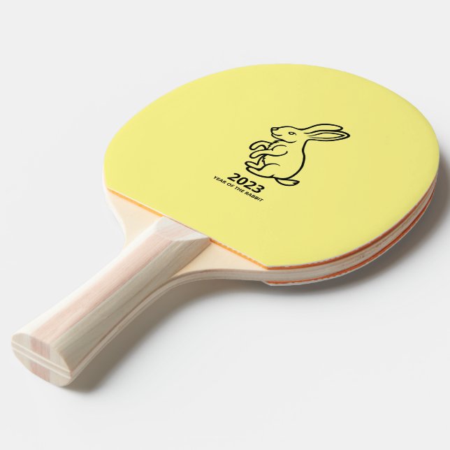 2023 rabbit line art ping pong paddle (Front Angle)