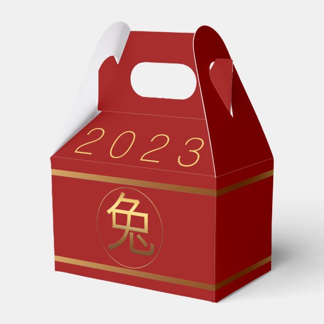 2023 Rabbit Year Gold Ideogram Business Gable FB Favour Box (Front Side)