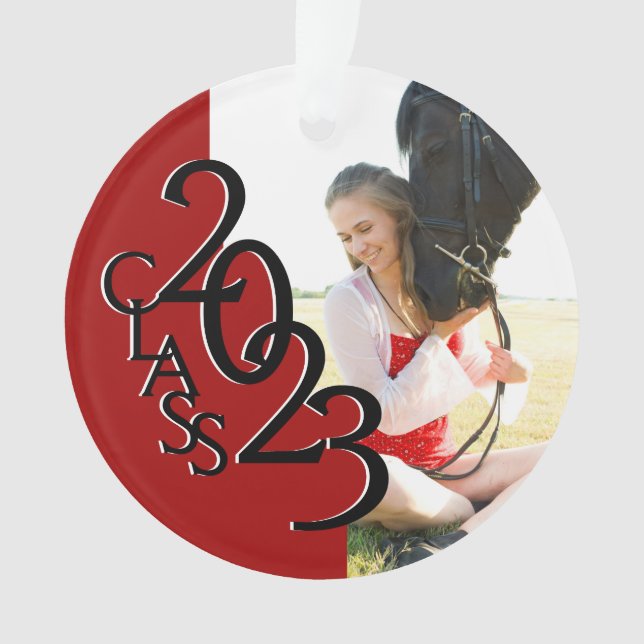2023 Red Custom Class Photo Ornament (Front)