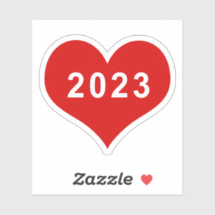 2023 Red Love Heart Vinyl Sticker