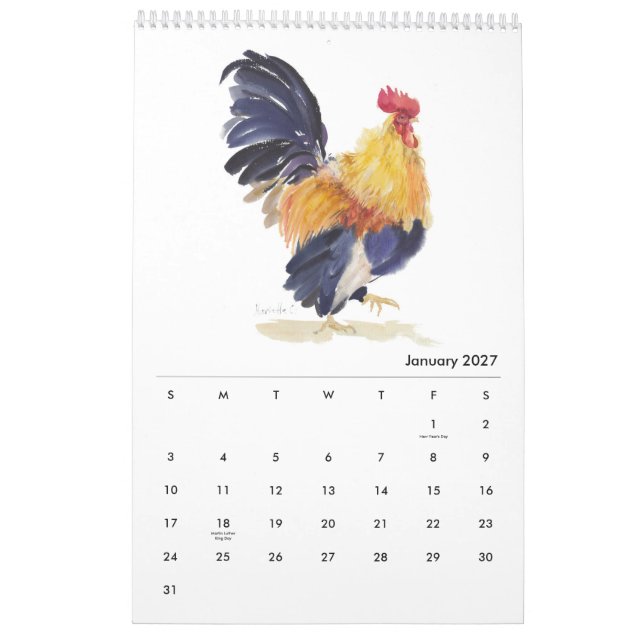 2023 Roosters Calendar (Jan 2027)