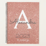 2023 Rose Gold Blush Pink Glitter Monogram Planner<br><div class="desc">2023 Rose Gold - Blush Pink Sparkle Glitter Monogram Name and Initial Spiral Notebook Planner. This makes the perfect sweet 16 birthday,  wedding,  bridal shower,  anniversary,  baby shower or bachelorette party gift for someone that loves glam luxury and chic styles.</div>