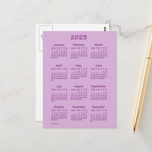 2023 Rose Pink Tekton Mini Calendar by Janz Postcard (Front/Back In Situ)