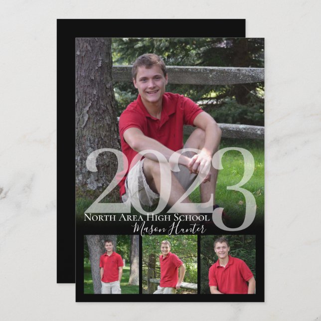 2023 Senior Memories Quad Photo Graduation Invitation (Front/Back)