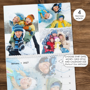 2023 Simple Custom Photo Collage 4 Per Month Calendar