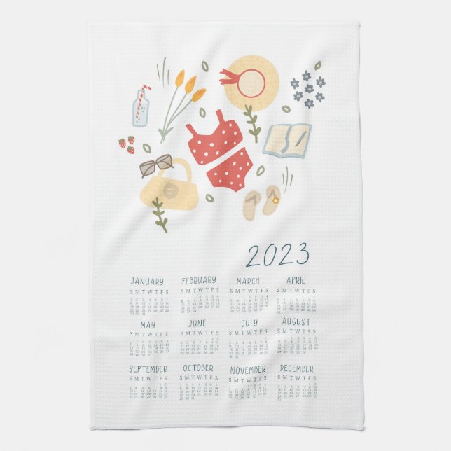 2023 Tea Towel Calendar Spring Picnic Food  (Vertical)