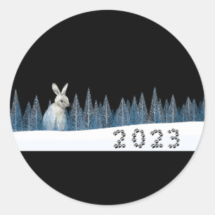 2023 The Year Of The Rabbit, New Year Classic Round Sticker