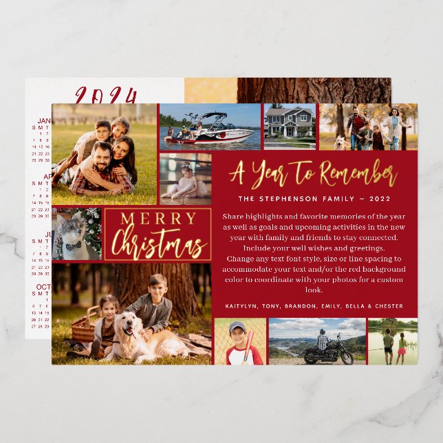 2023 Year in Review 11 Photo 2024 Calendar Foil (Front/Back)