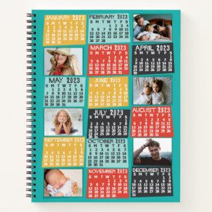 2023 Year Monthly Calendar Modern 12 Photo Collage Notebook
